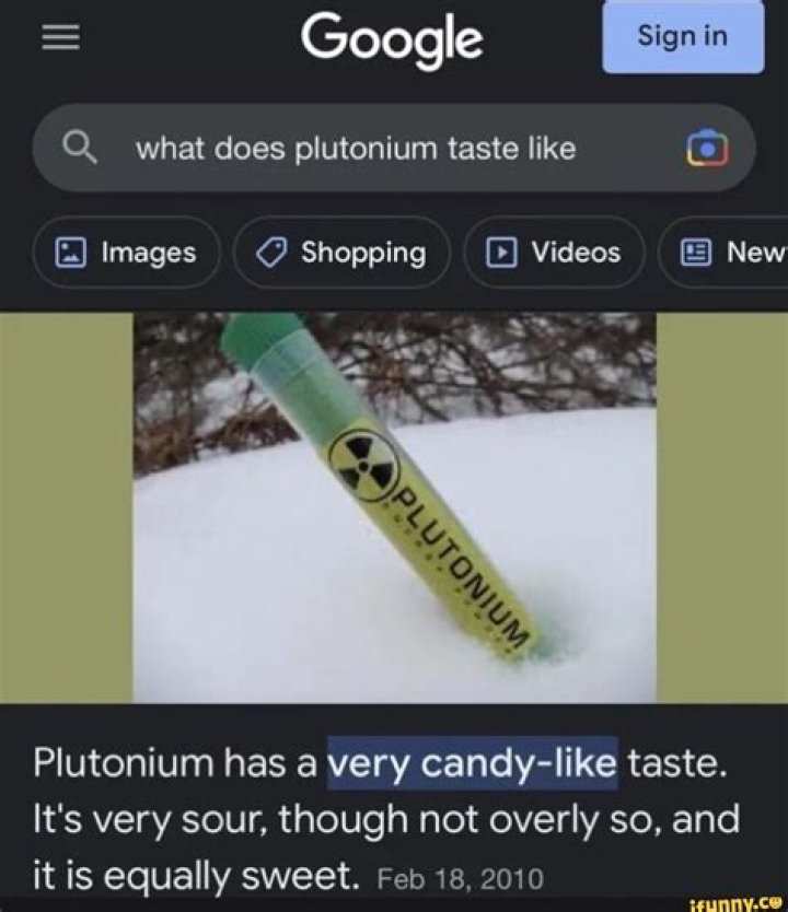 What does plutonium taste like?