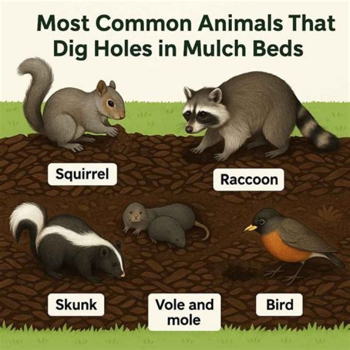 What is digging holes in my mulch at night?