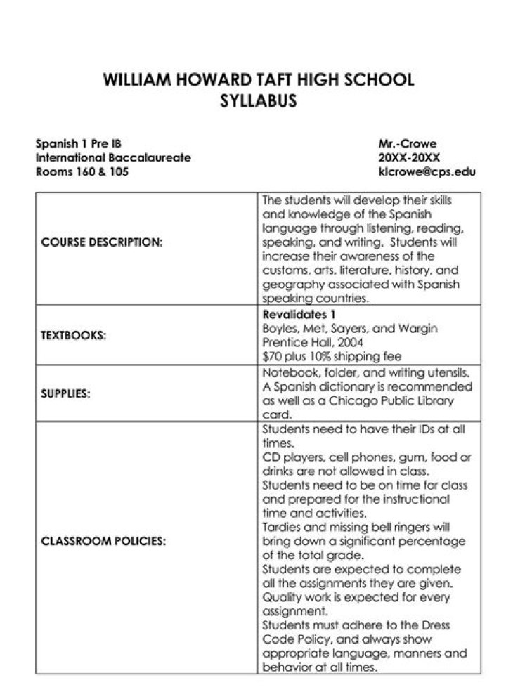 What is syllabus example?